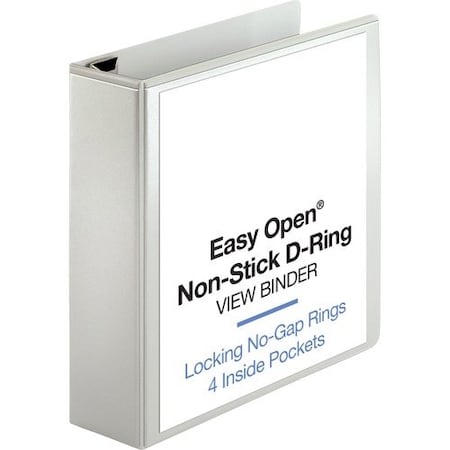 Business Source View Binder, Locking D-Ring, 3in Capacity, Letter, White BSN26961